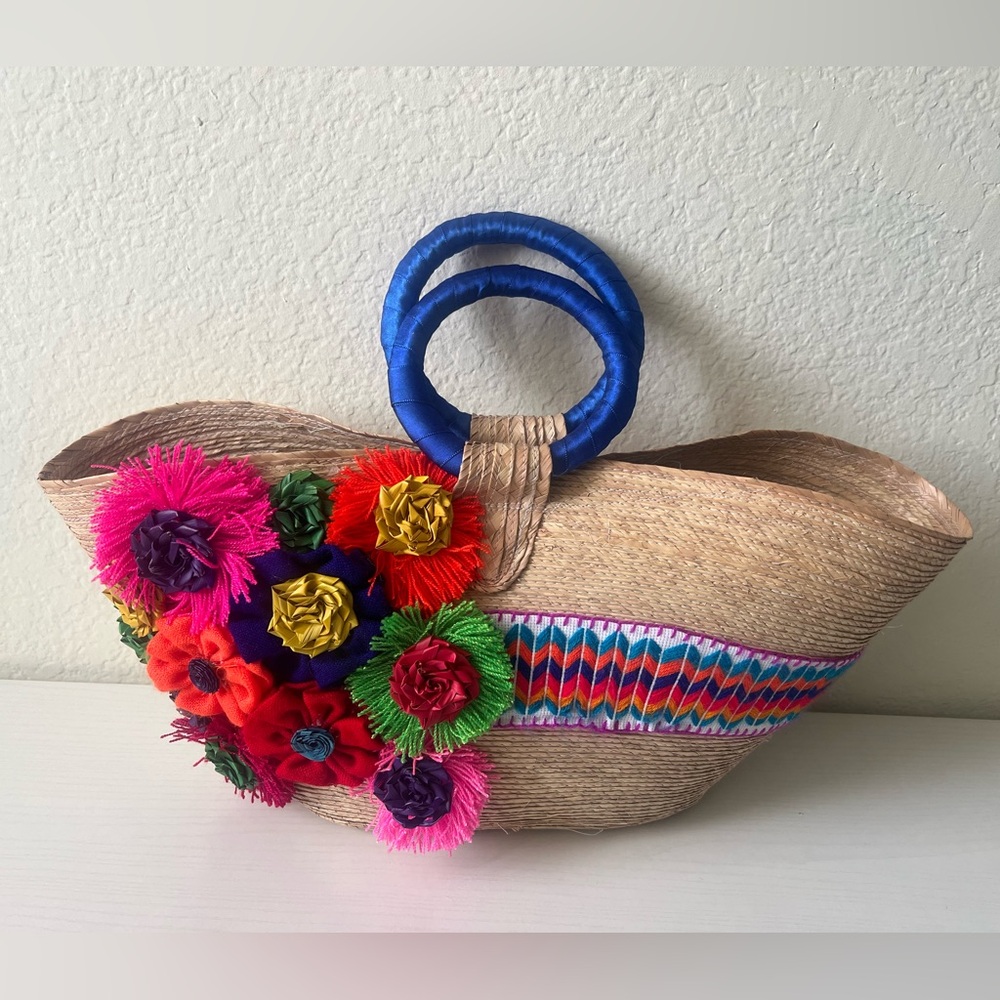 Large Colorful Floral‎ Straw Tote Bag